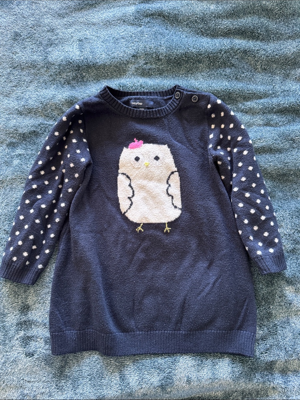 GAP Navy Knit Dress with Owl and Polka Dot Sleeves